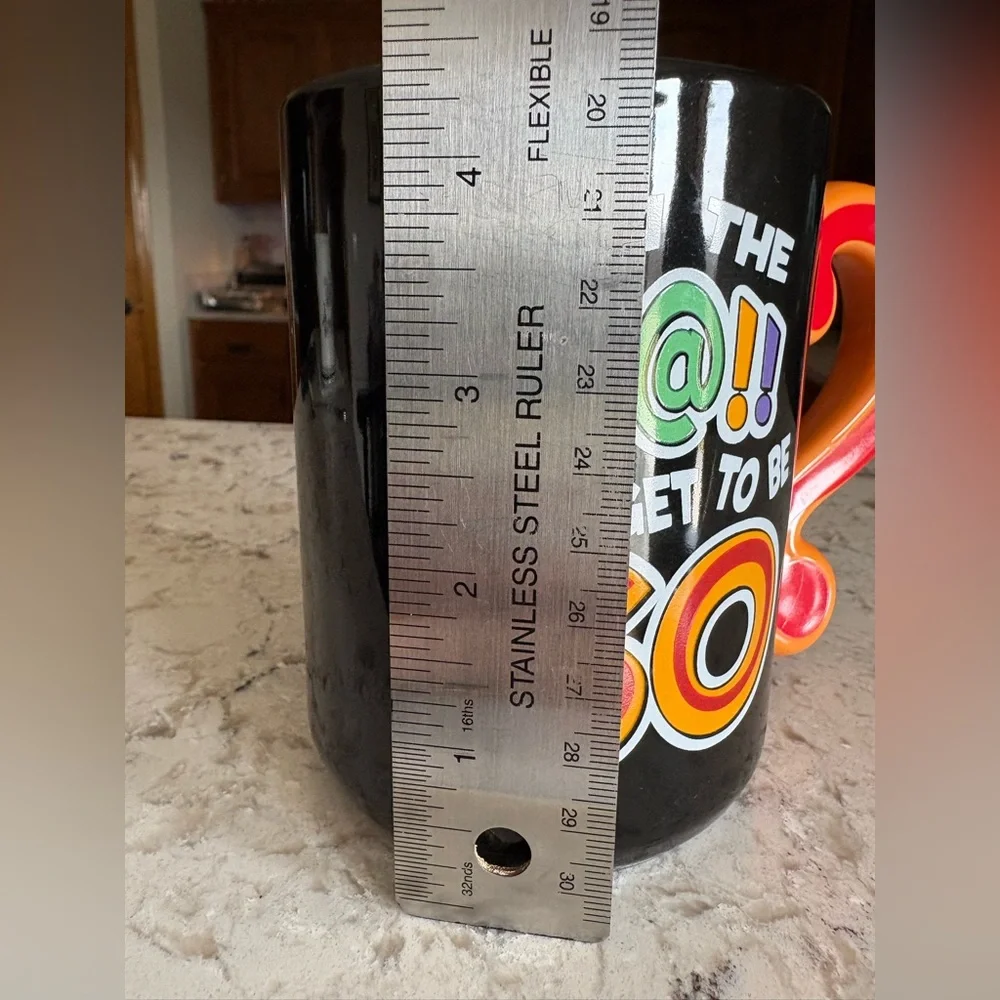 60 Celebration Black Mug with Colorful Text and Handle
